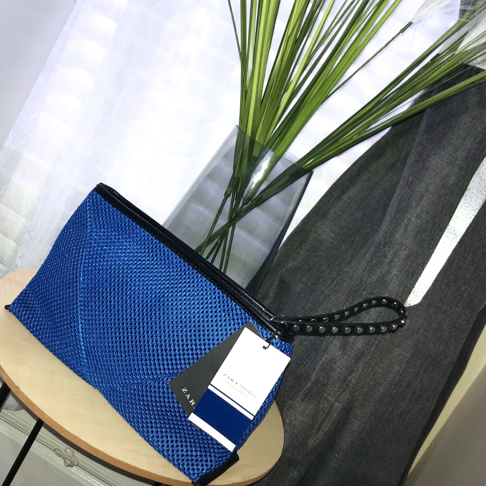 Cobalt Blue Neoprene Clutch w/Studded Strap